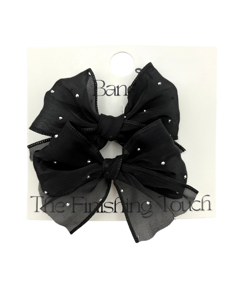 Hp Hair Accessories Organza With Rhinstones Mini Bows - MD26S-001SB