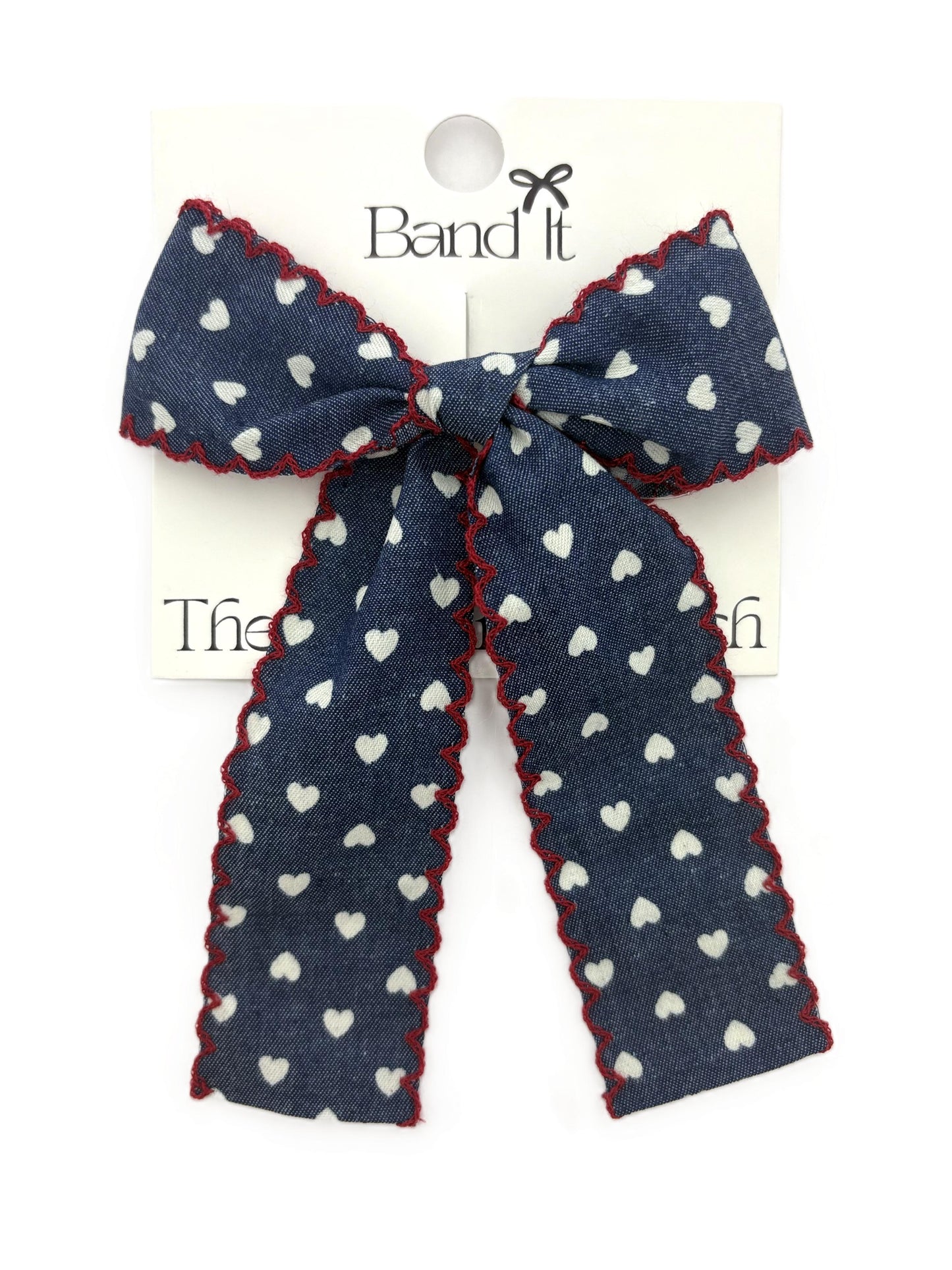Hp Hair Accessories Denim Hearts Design Med Bow - MD26S-016MB