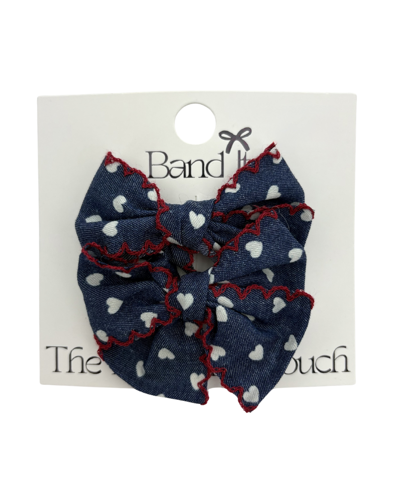 Hp Hair Accessories Denim Hearts Design Mini Bows - MD26S-016SB