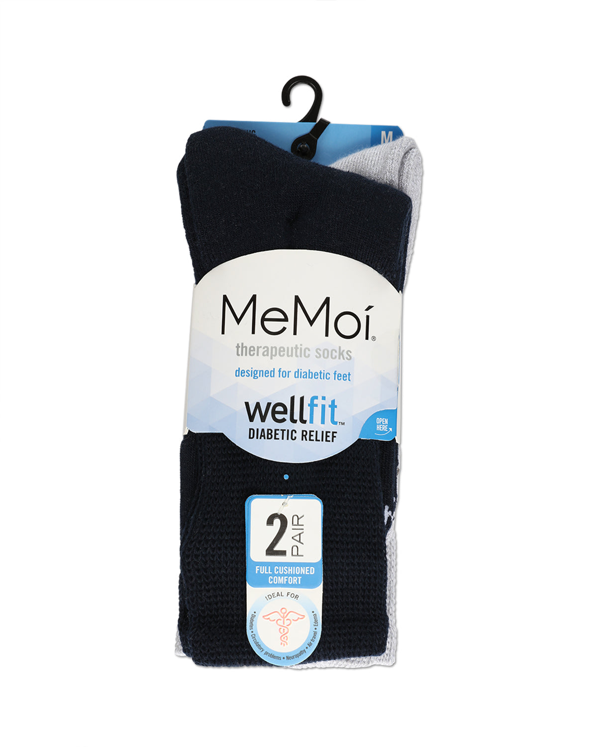 2 Pair Unisex Diabetic Full Cushion Crew Socks