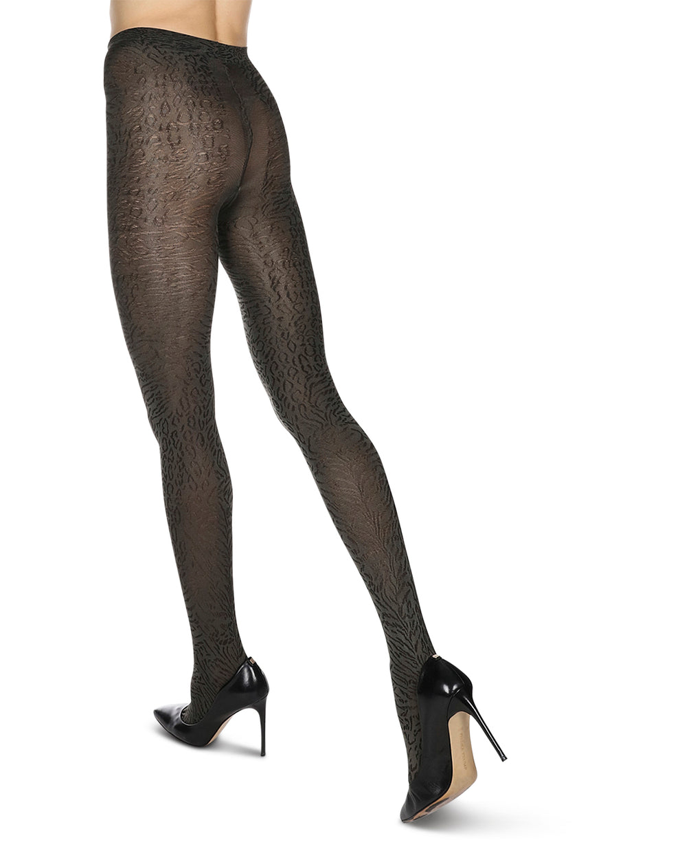 Memoi Womens Opaque Leopard Luxe Nylon Tights - Mf3-181
