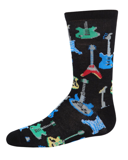 Boys' Guitar Bamboo Blend Crew Socks