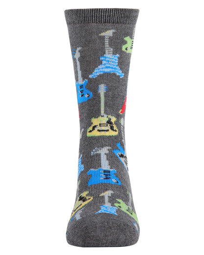 Boys' Guitar Bamboo Blend Crew Socks