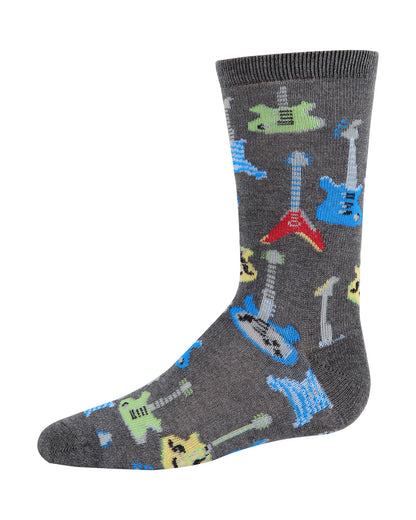 Boys' Guitar Bamboo Blend Crew Socks