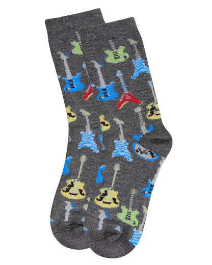 Boys' Guitar Bamboo Blend Crew Socks