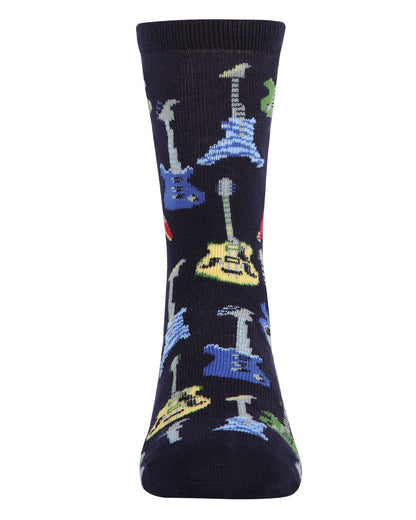 Boys' Guitar Bamboo Blend Crew Socks