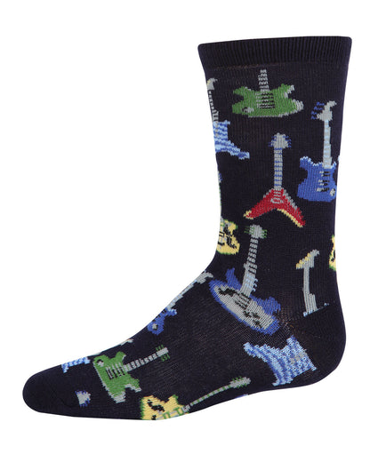 Boys' Guitar Bamboo Blend Crew Socks