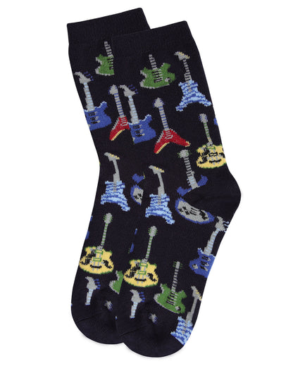 Boys' Guitar Bamboo Blend Crew Socks