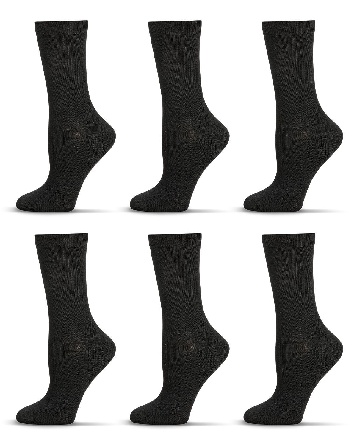 Memoi Womens 6-Pack Flat Knit Athletic Sports Crew Socks - Mjb-651