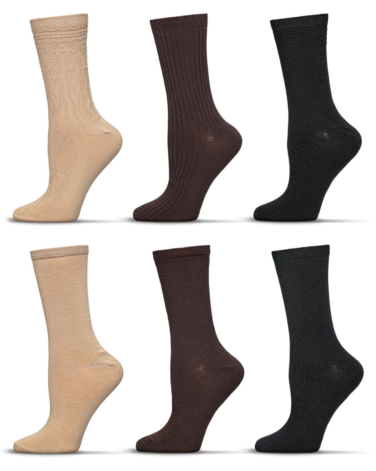 Memoi Womens 6 Pair Pack Circular V Crew Sock - Mjb-657