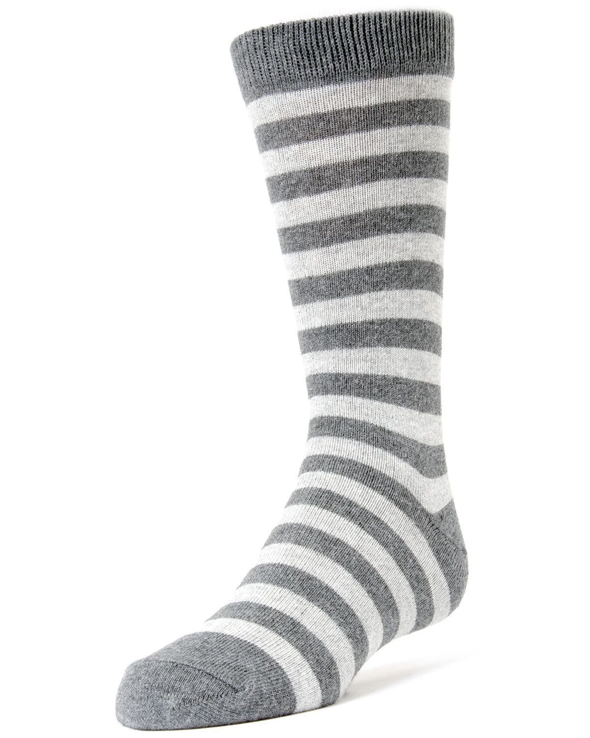 Memoi Two Color Striped Boys Cotton Blend Dress Socks