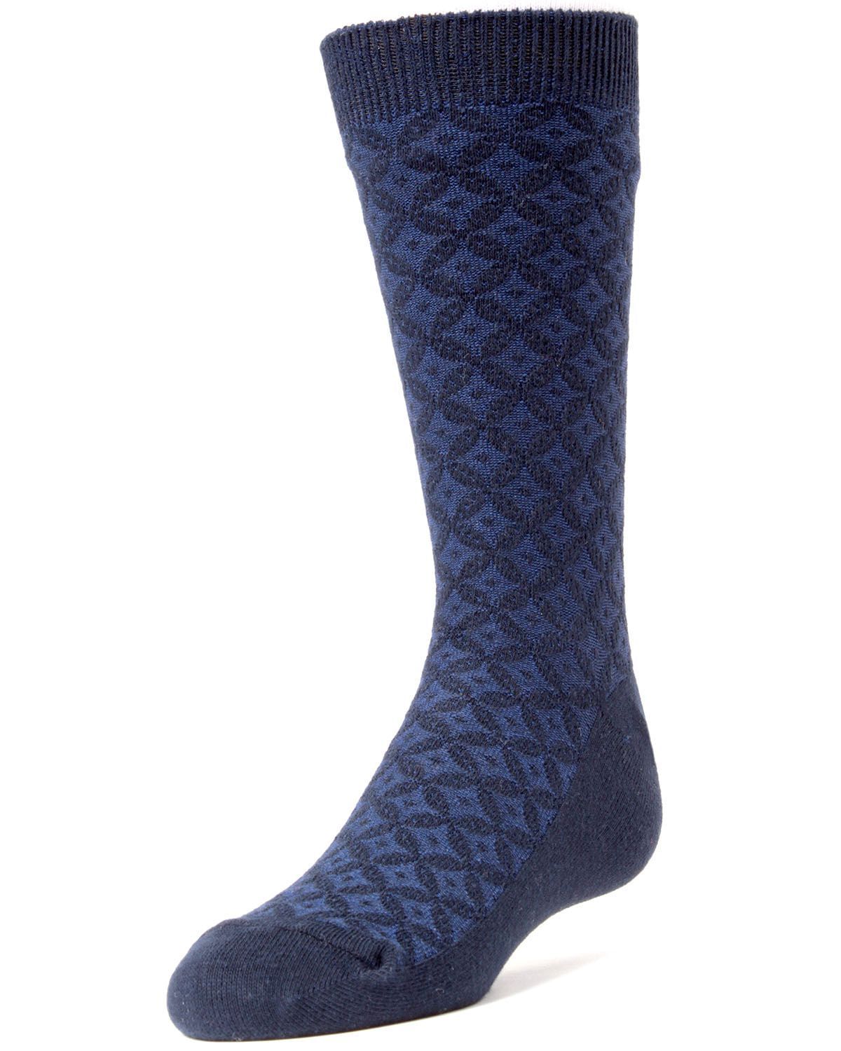 Memoi Diamonds and Dots Boys Dress Cotton Blend Crew Socks