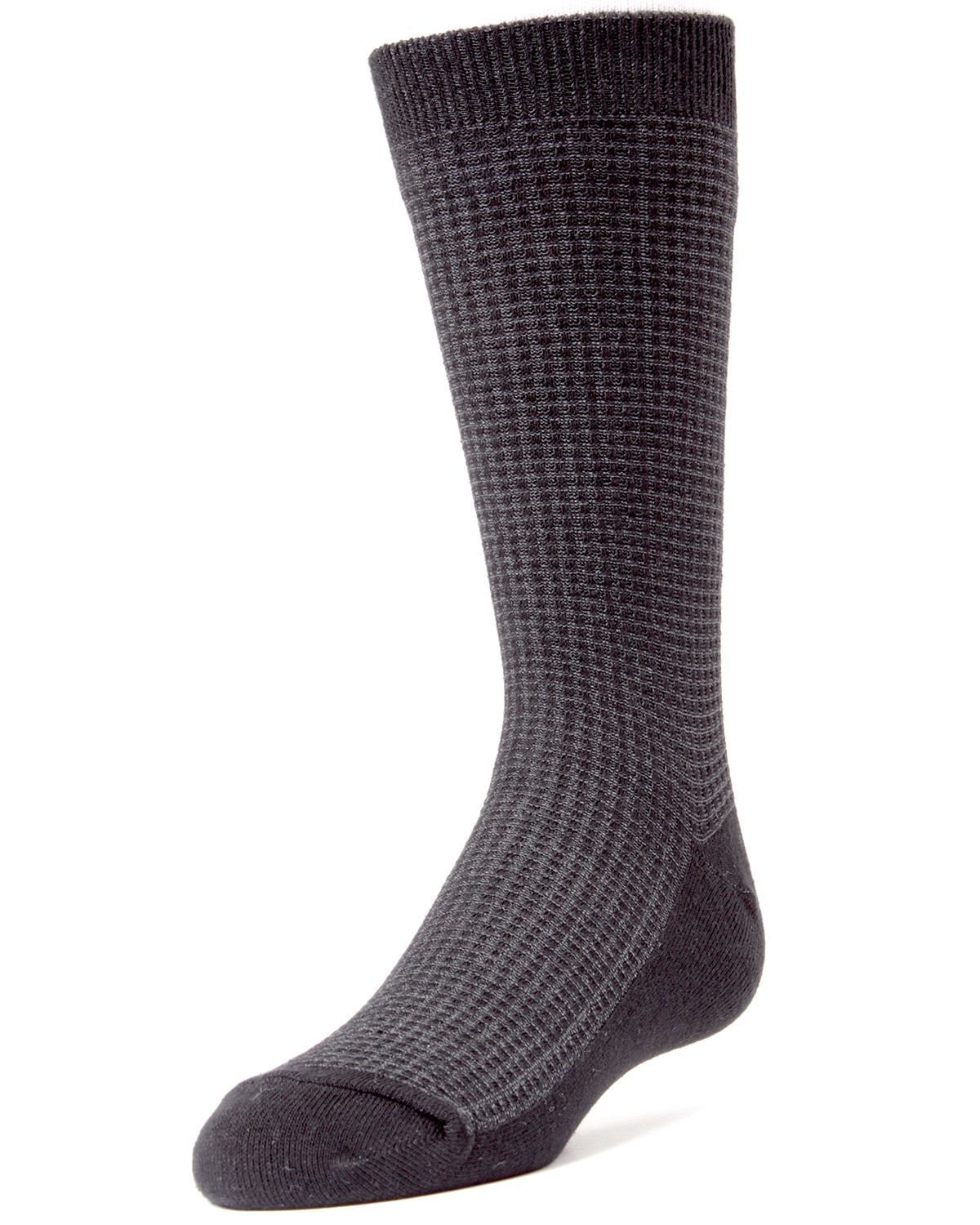 Memoi Diamond Textured Boys Cotton Rich Dress Crew Socks