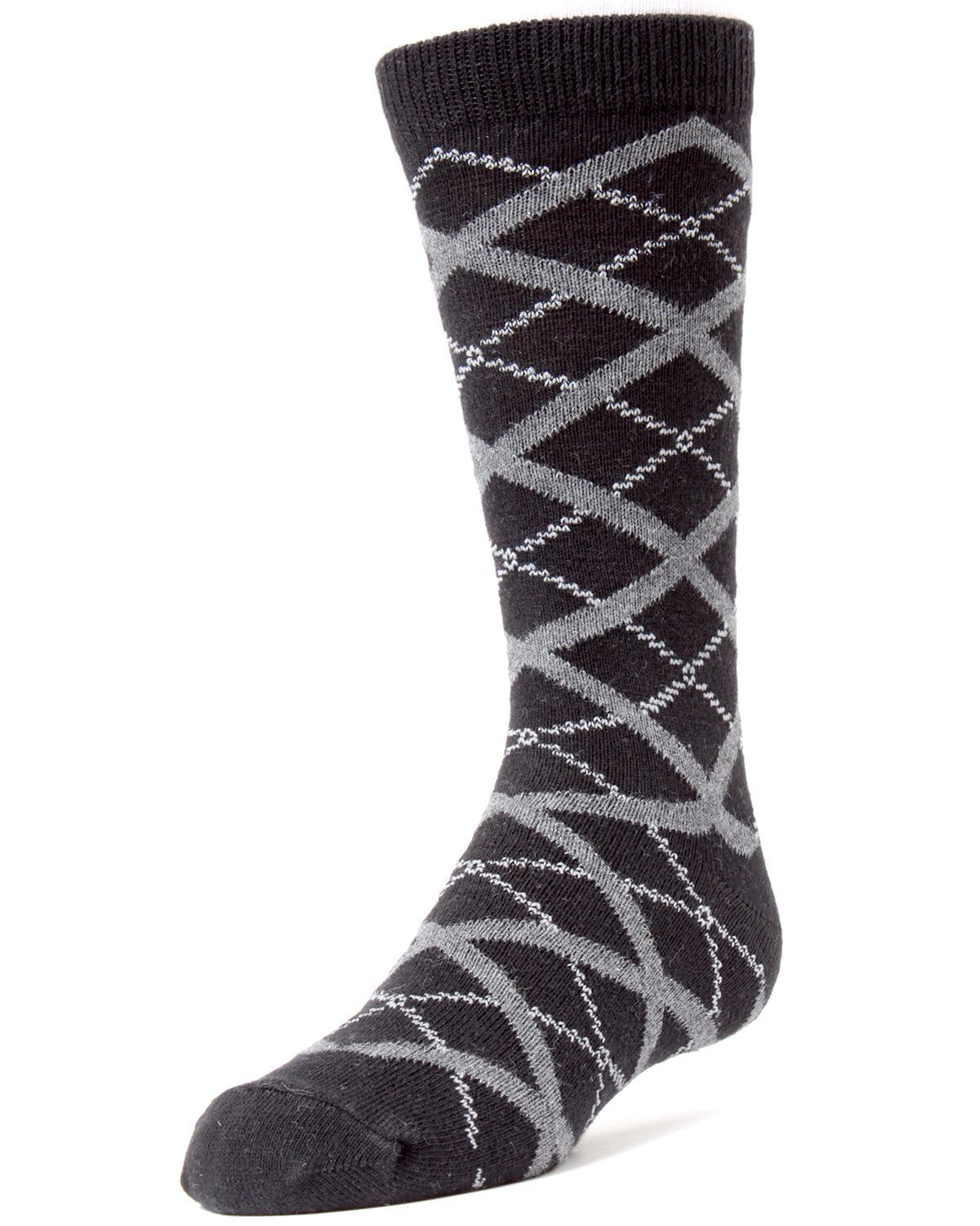 Memoi Diamond Interlock Boys Dress Cotton Blend Crew Socks