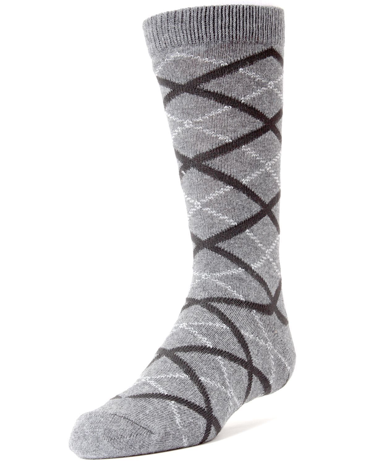 Memoi Diamond Interlock Boys Dress Cotton Blend Crew Socks