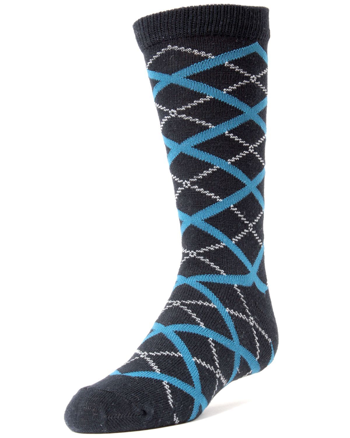 Memoi Diamond Interlock Boys Dress Cotton Blend Crew Socks