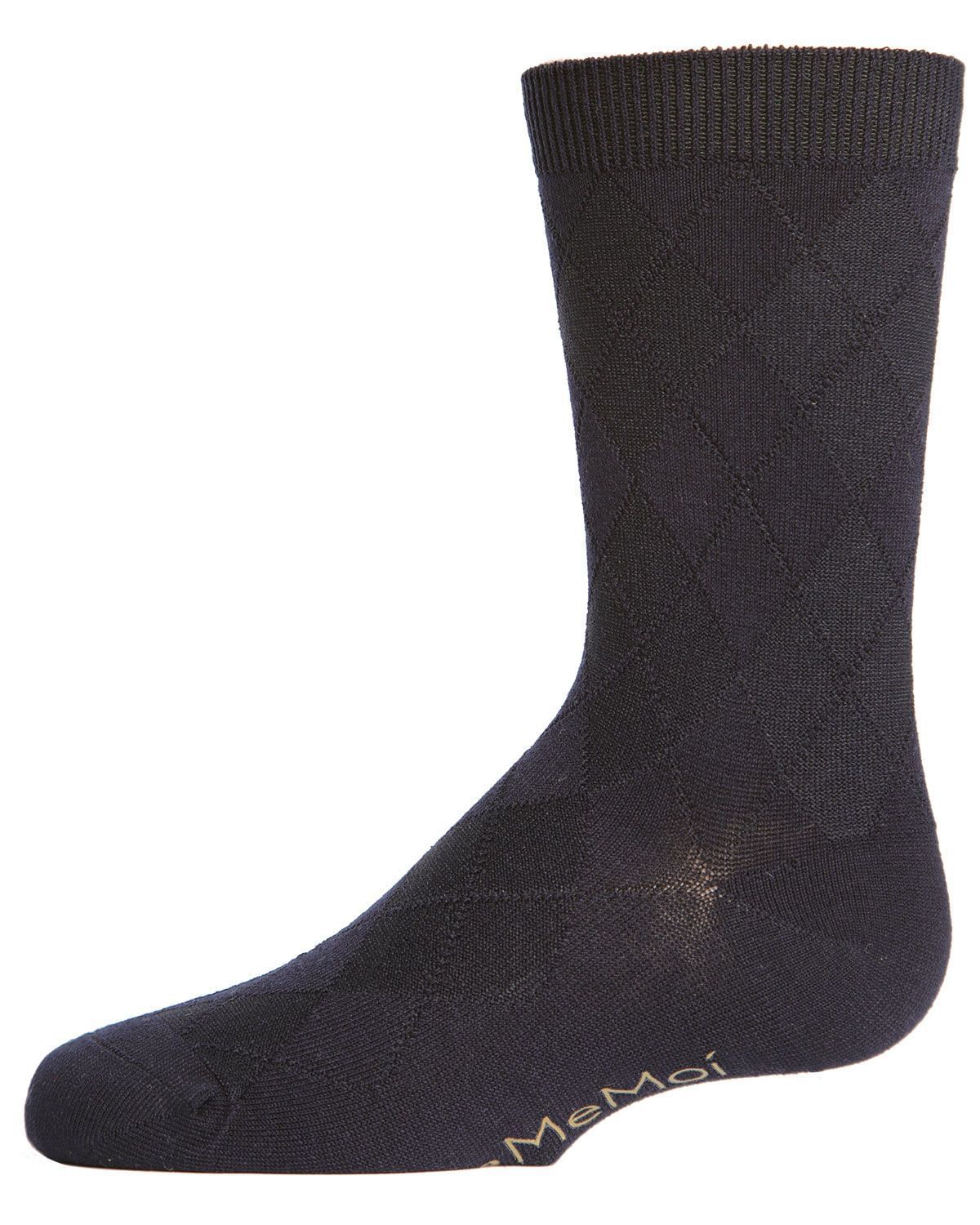 Memoi Boys All Over Argyle Cotton Blend Dress Crew Socks - Mk-143