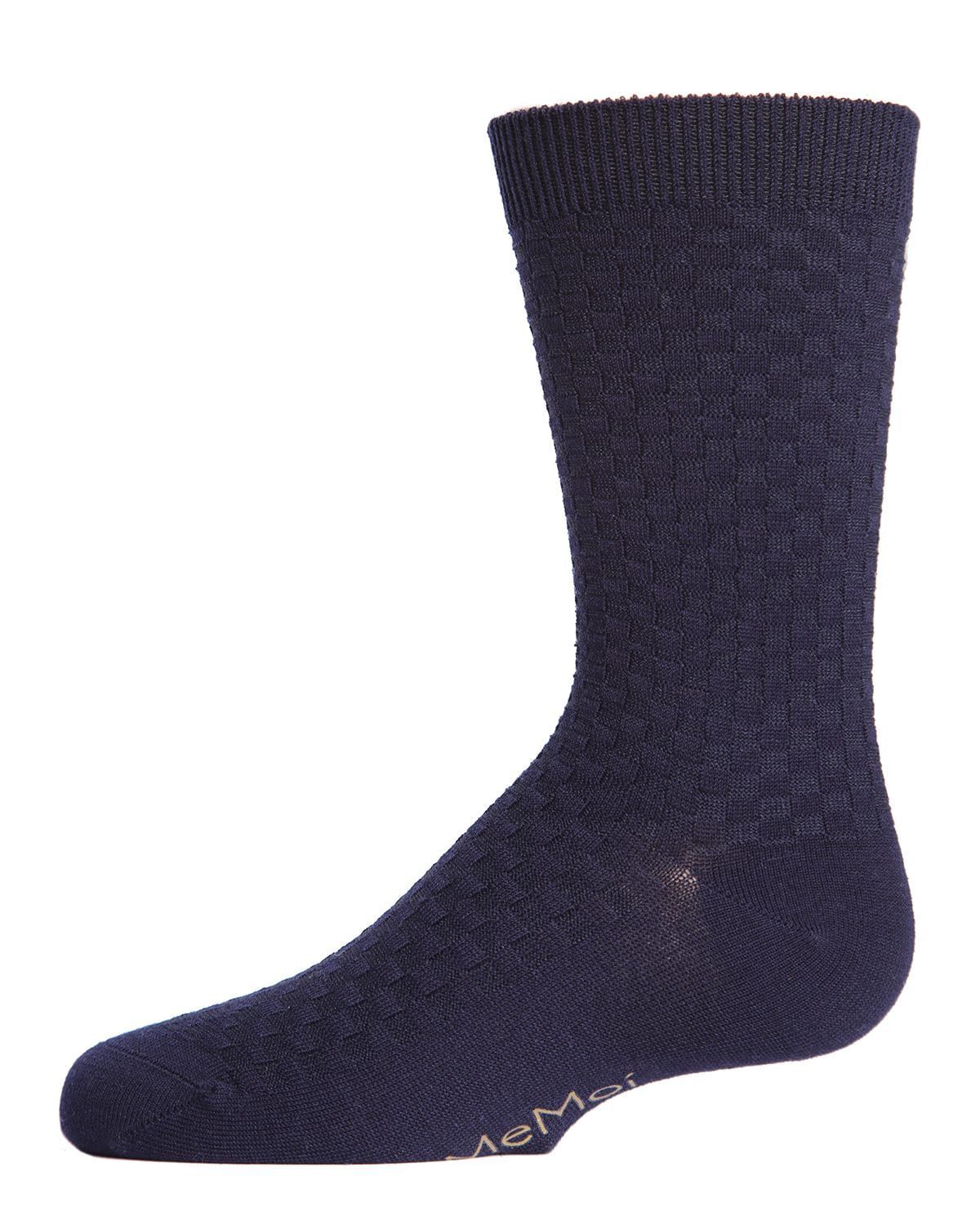 Memoi Boys Basket Weave Patterned Combed Cotton Crew Socks