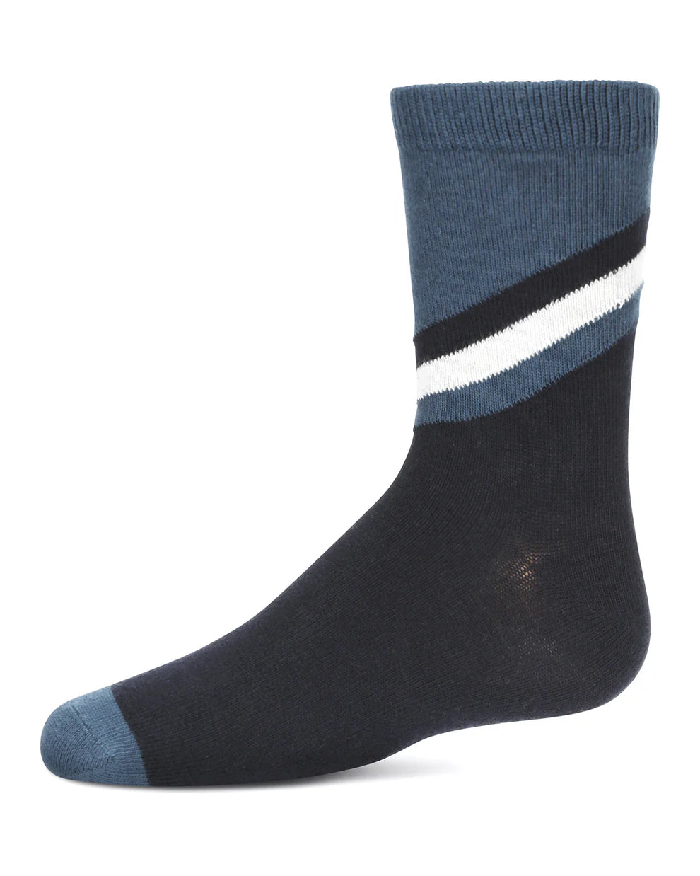 Memoi Boys Geometric Diagonal Stripe Crew Socks - Mk-165