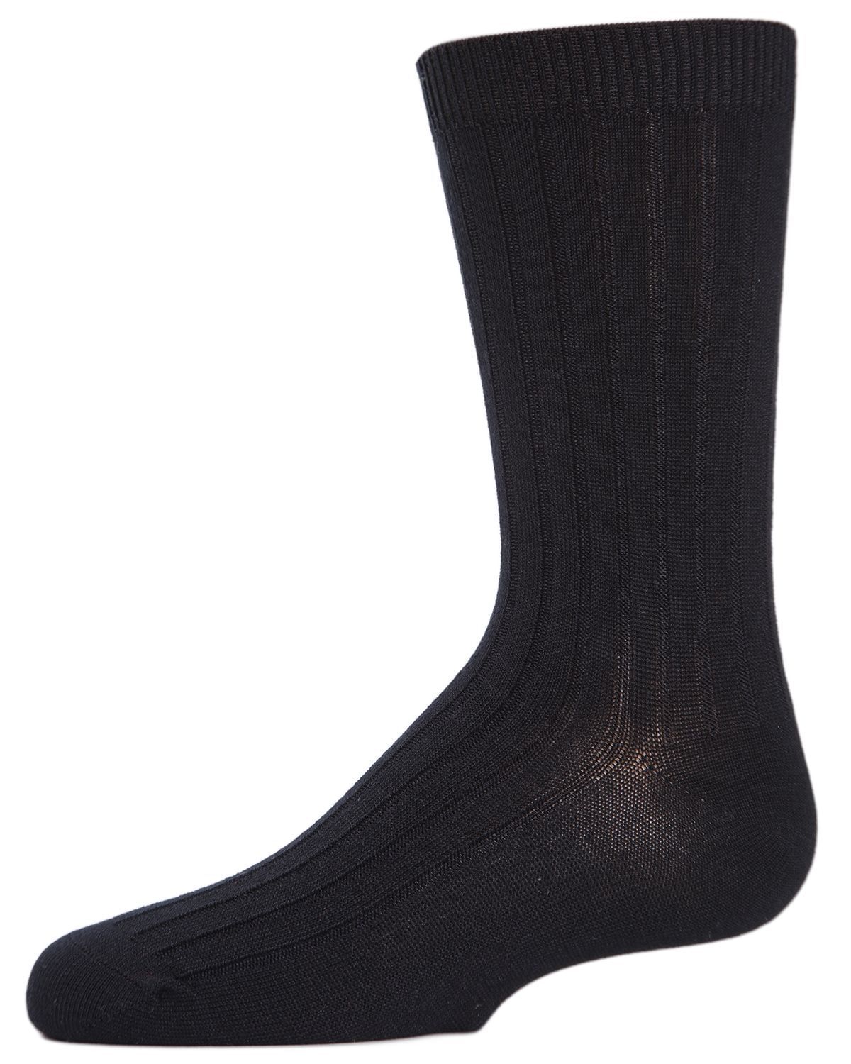 Memoi Boys' Essential Ribbed Mercerized Cotton Crew Socks