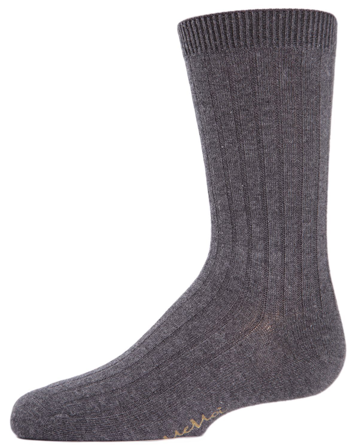 Memoi Boys' Essential Ribbed Mercerized Cotton Crew Socks