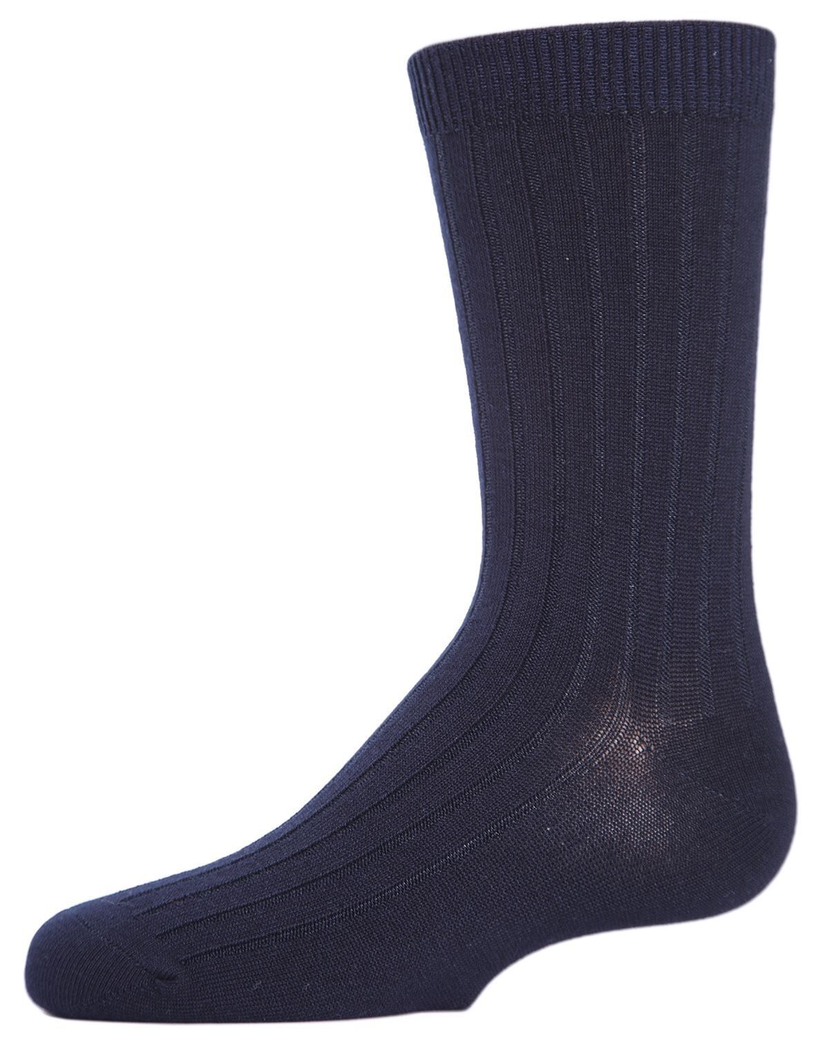 Memoi Boys' Essential Ribbed Mercerized Cotton Crew Socks