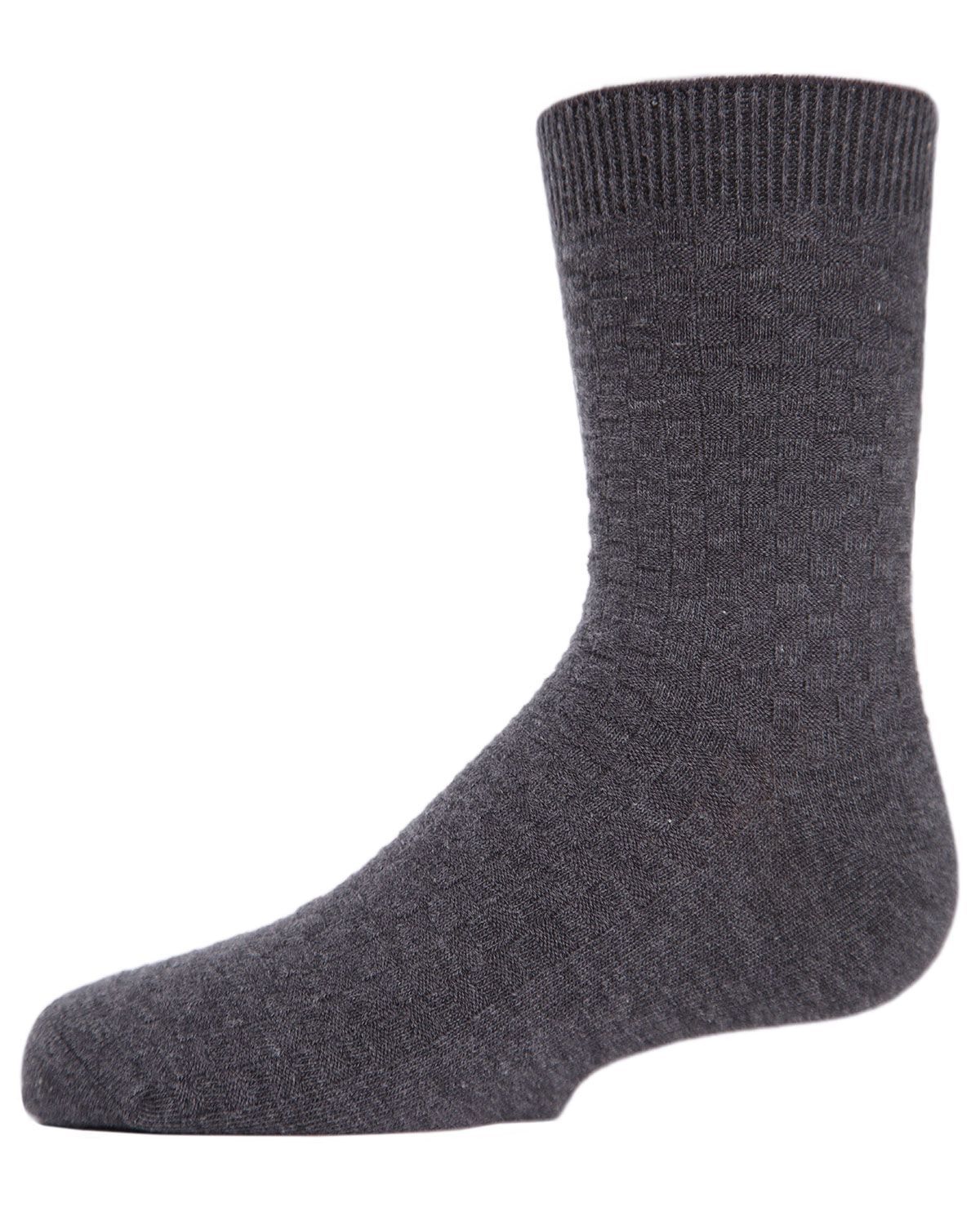 Memoi Boys' Basket Weave Mercerized Cotton Crew Socks