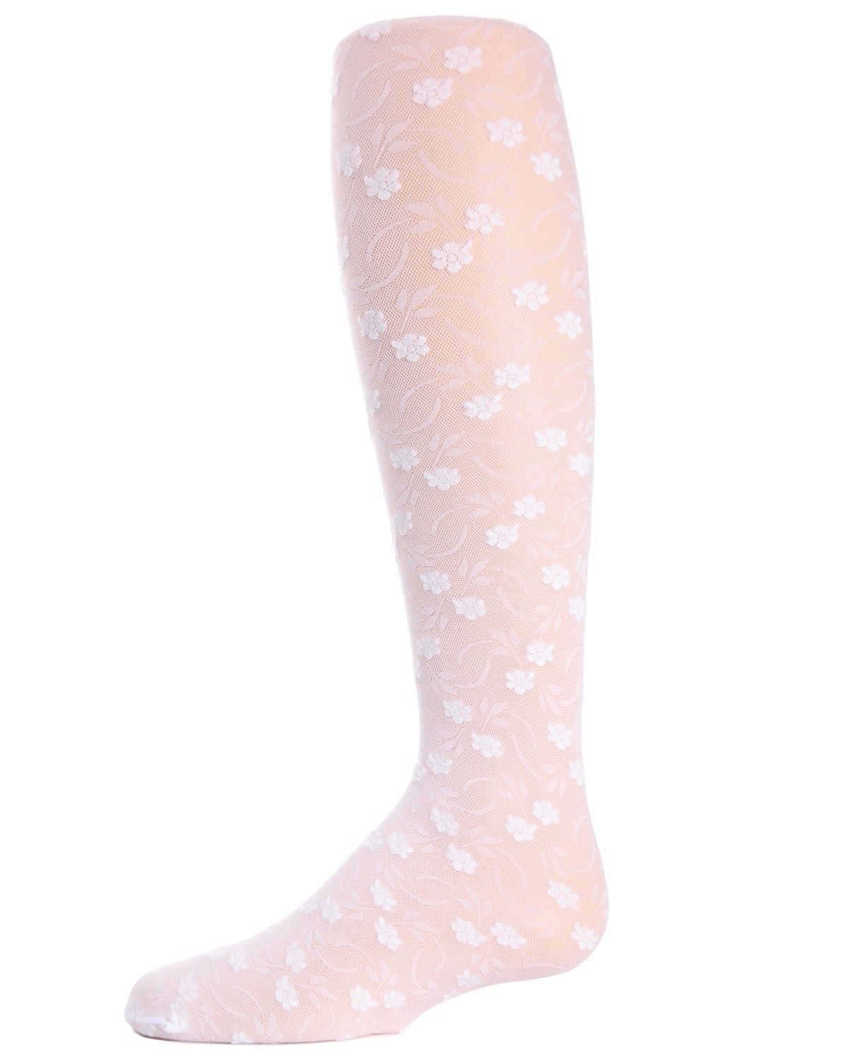 Memoi Infant Sweet Blossoms Sheer Raised Floral Print Tights - Mk-212b
