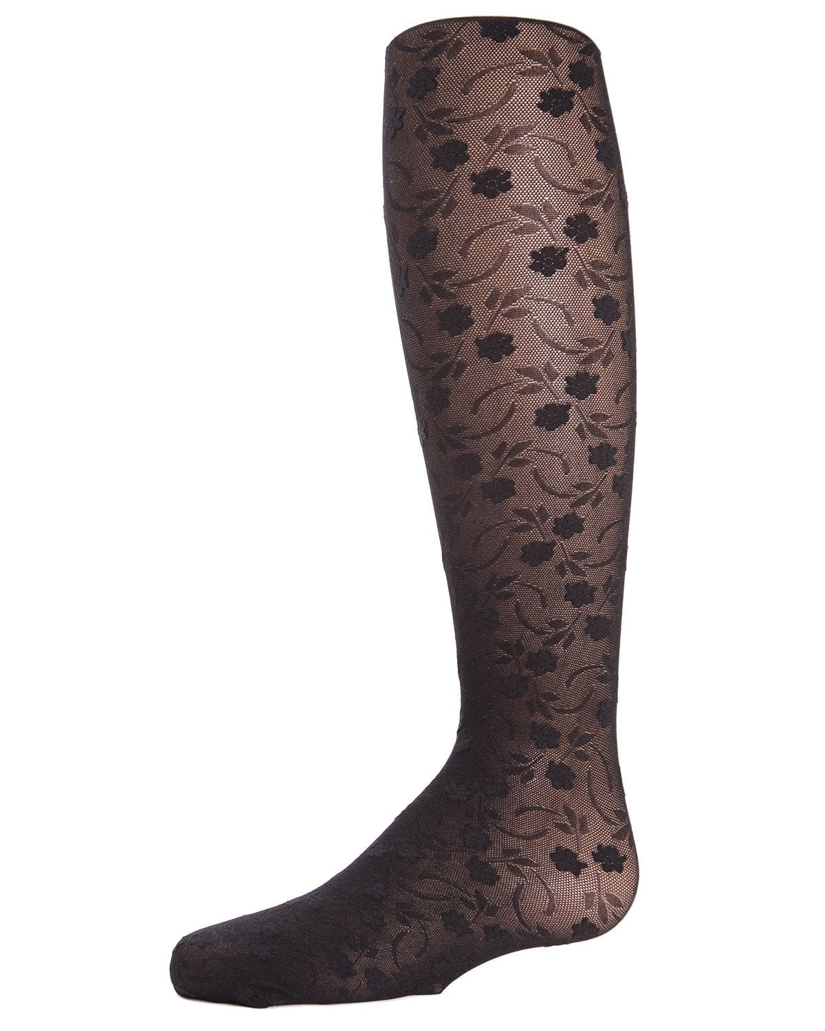 Memoi Sweet Blossoms Girls Sheer Floral Lace Tights - Mk-212