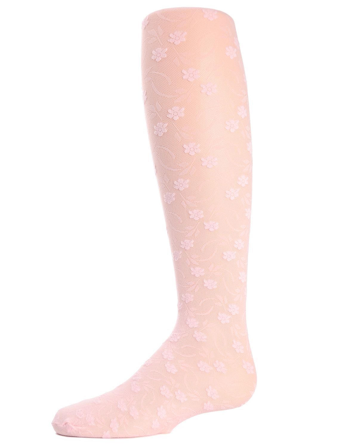 Memoi Sweet Blossoms Girls Sheer Floral Lace Tights - Mk-212