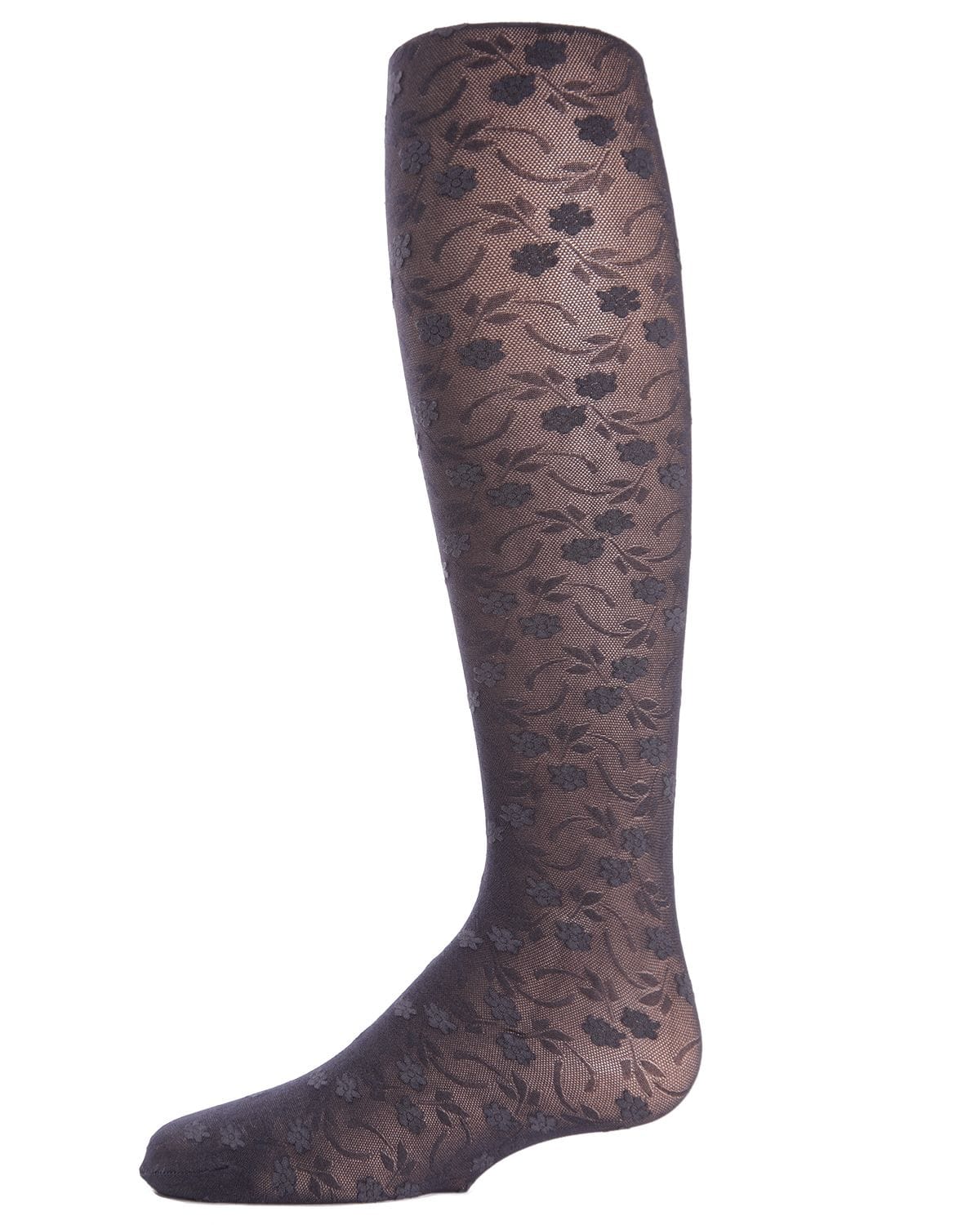 Memoi Sweet Blossoms Girls Sheer Floral Lace Tights - Mk-212