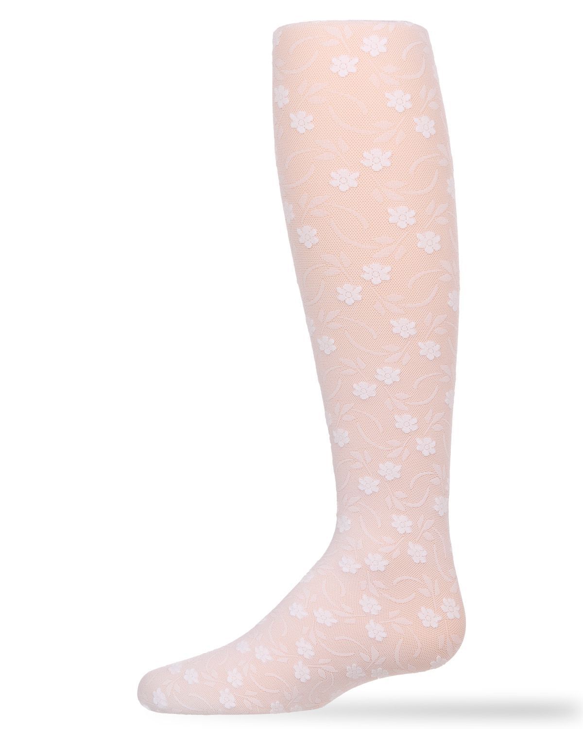 Memoi Sweet Blossoms Girls Sheer Floral Lace Tights - Mk-212