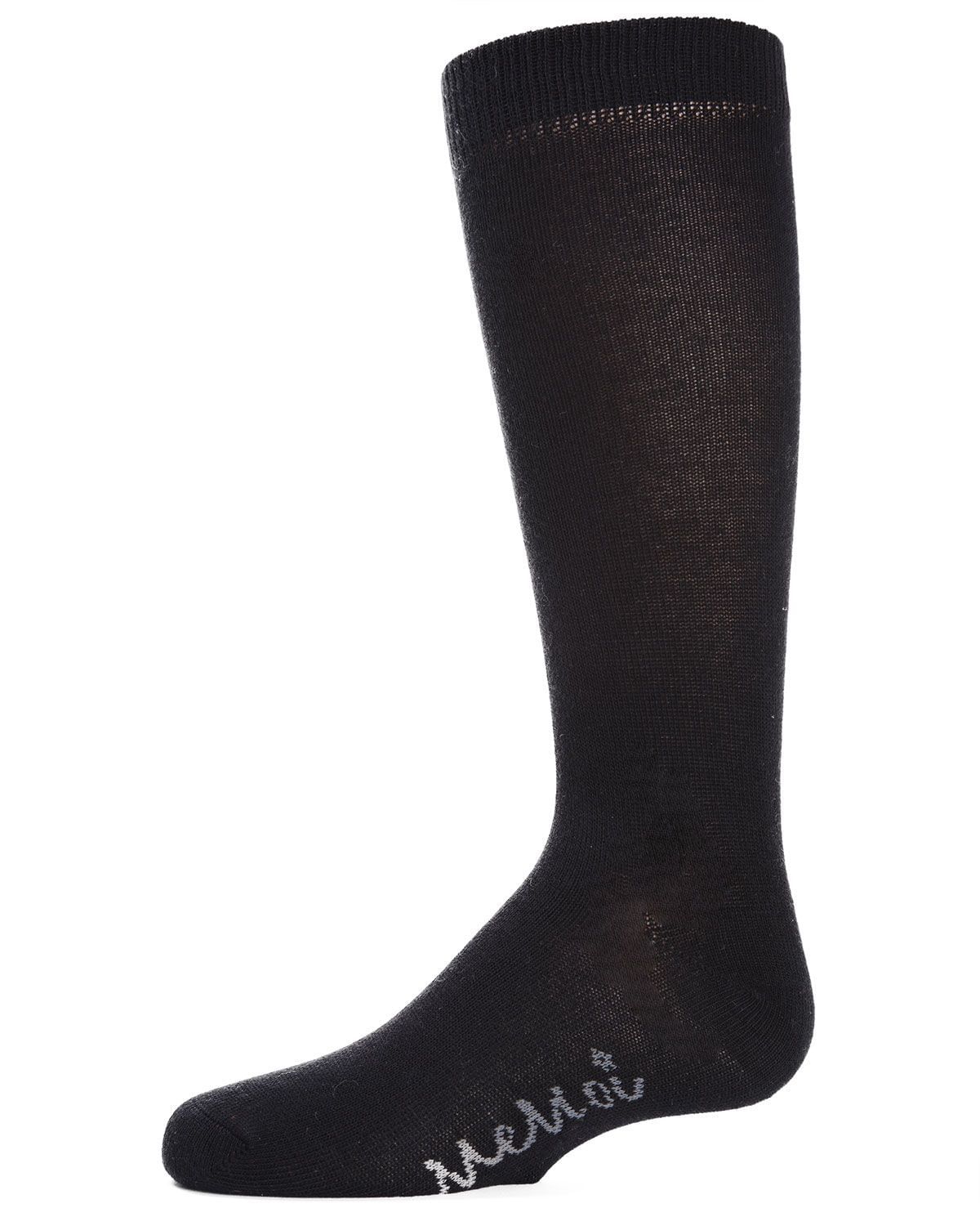 Memoi Kids Basic Cotton Blend Knee High Socks Black