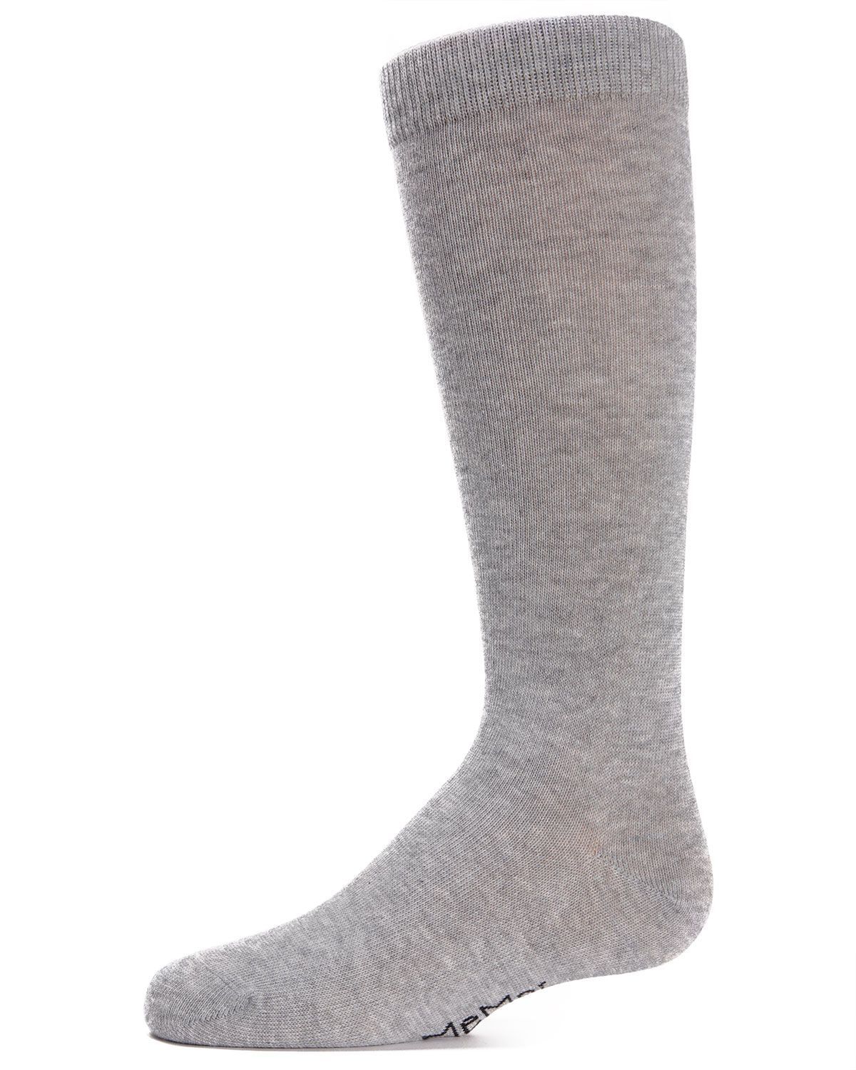 Memoi Kids Basic Cotton Blend Knee High Socks Light Gray