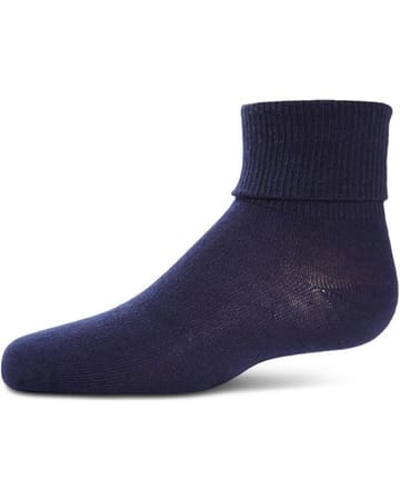 Memoi Kids Triple Roll Cotton Blend Ankle Socks Dark Blue - Mk-5058