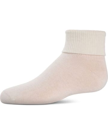 Memoi Kids Triple Roll Cotton Blend Ankle Socks Ivory - Mk-5058