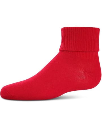 Memoi Kids Triple Roll Cotton Blend Ankle Socks Red - Mk-5058
