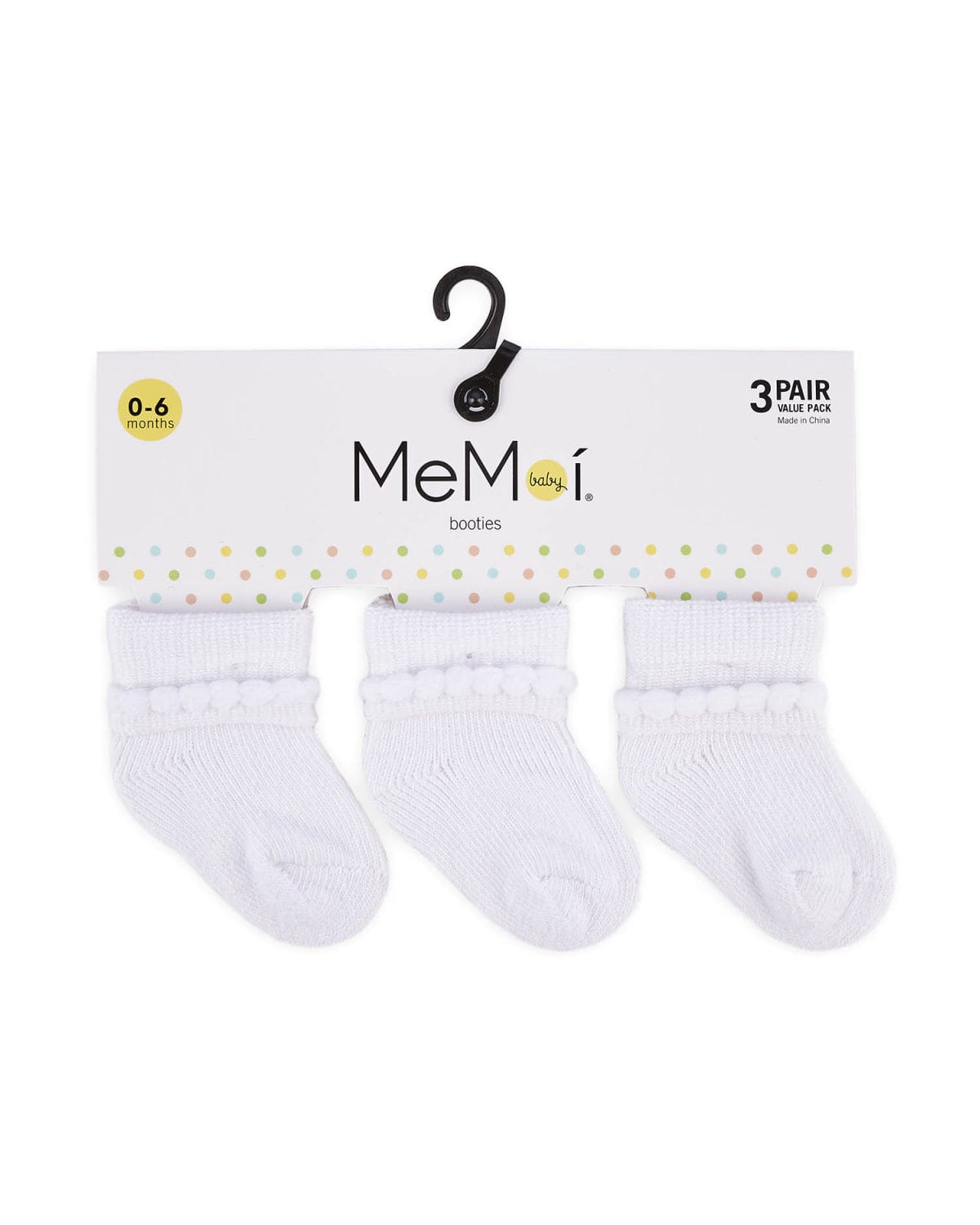 Memoi Baby Bootie Cotton Blend Socks 3 Pack - Mk-5080