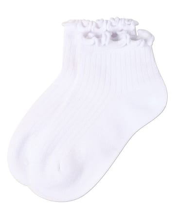 Memoi 3 Pair Pack Ruffle Mid Cut Socks - MK-559