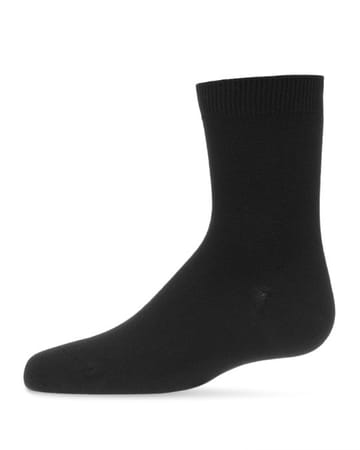 Memoi Toddlers and Kids Basic Soft Rayon from Bamboo Crew Socks Black - Mk-6166