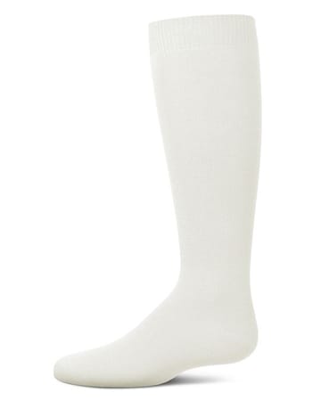 Memoi Kids Basic Soft Rayon from Bamboo Knee High Socks Winter White - Mk-6266
