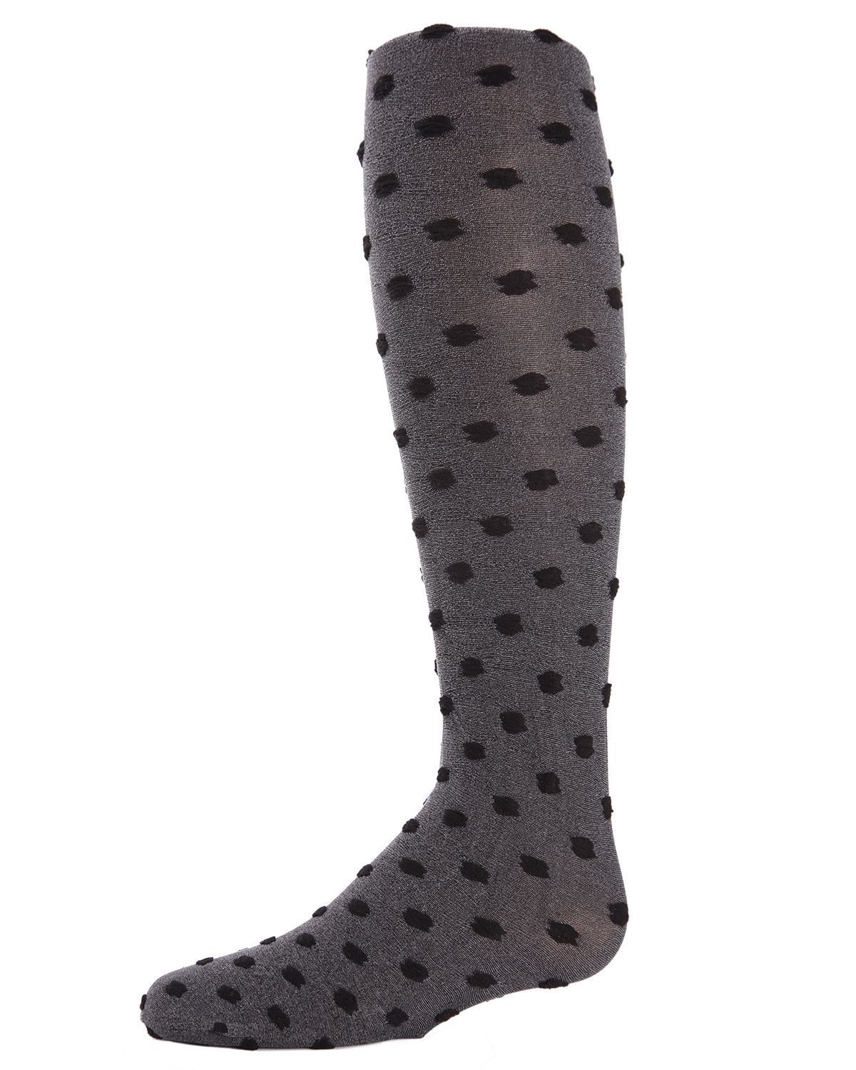 Memoi Girls' Dots for Tots Flocked Opaque Tights