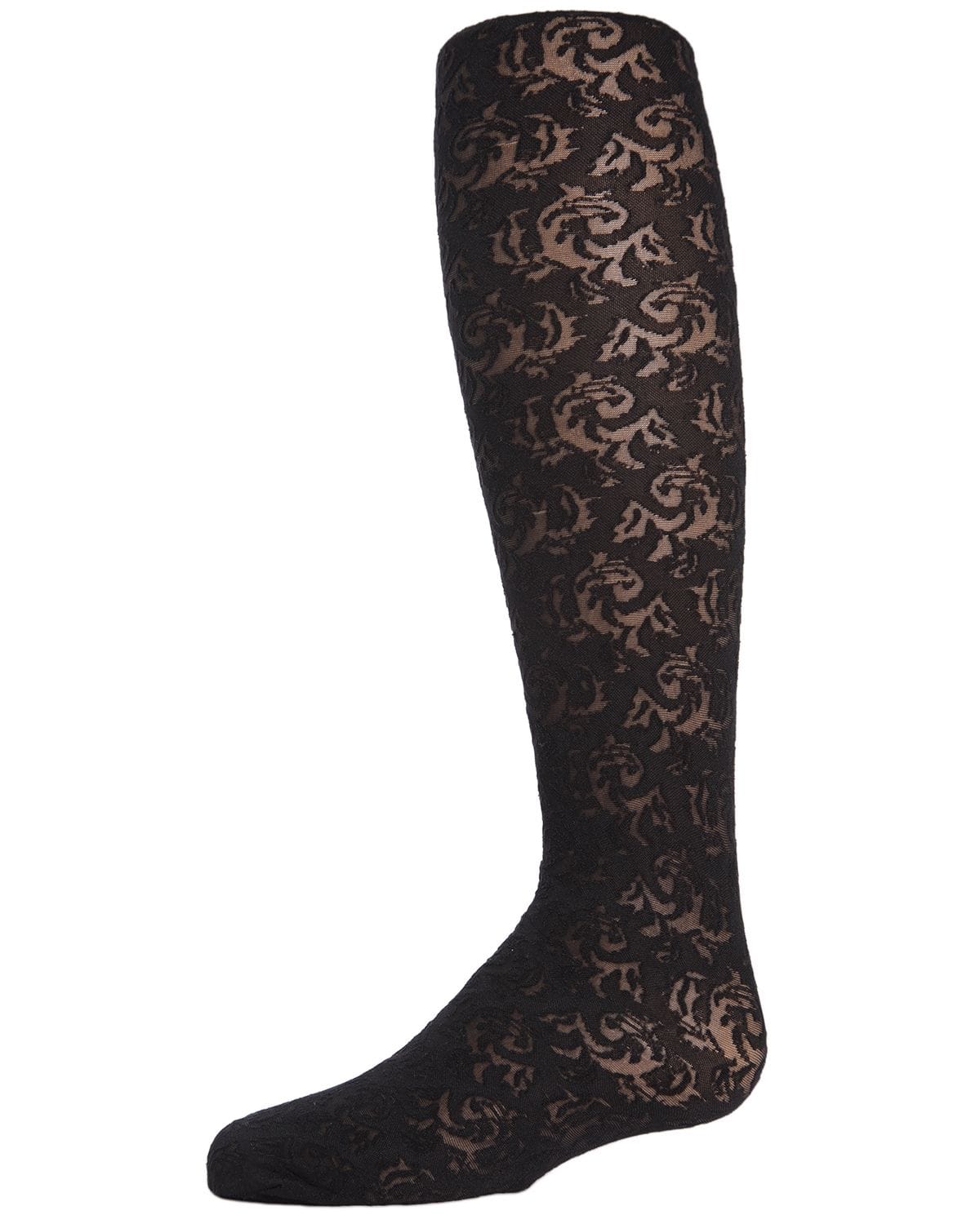 Memoi Girls Sheer Vine Opaque Tights - Mk-741