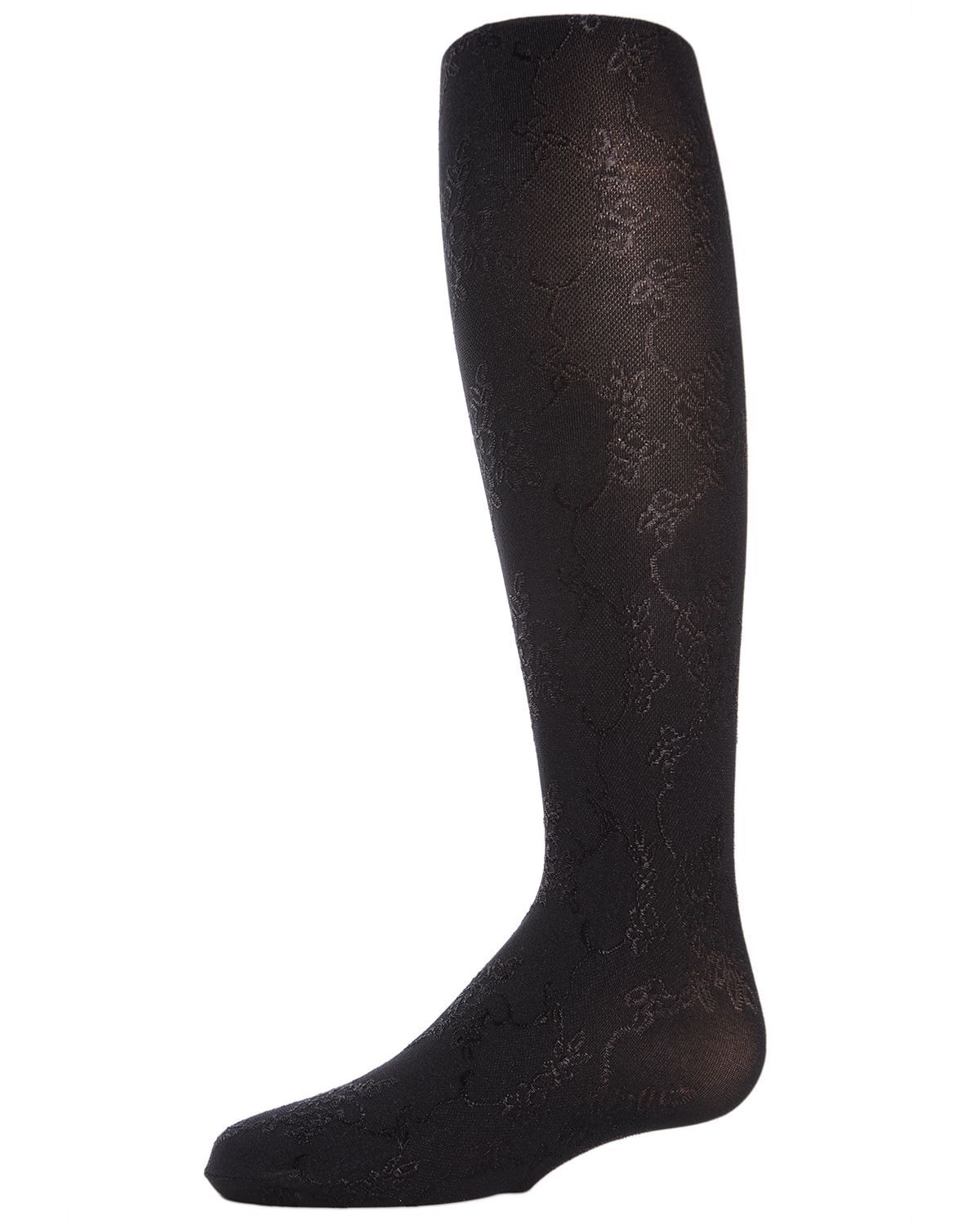 Memoi Shiny Floral Vine Tights