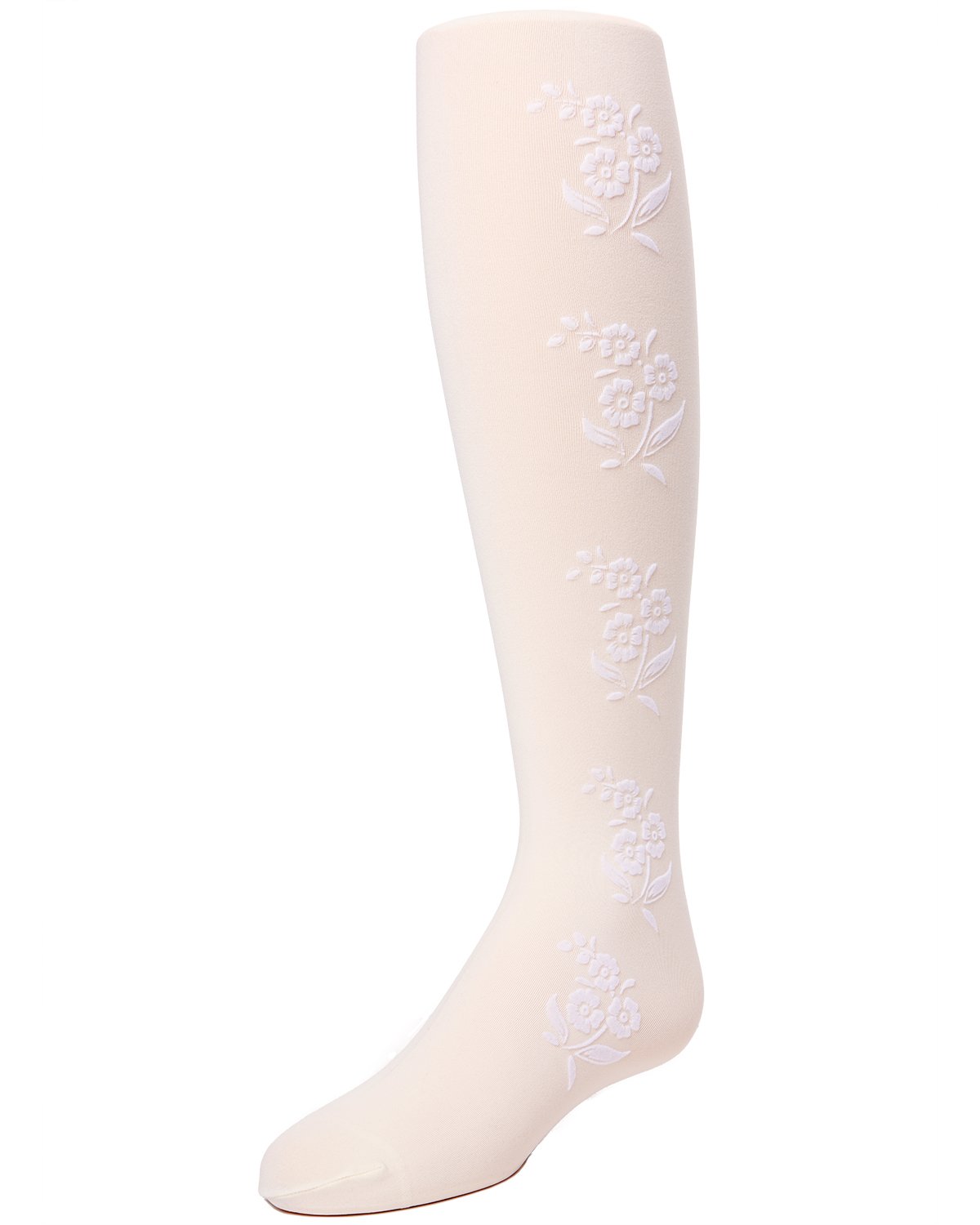 Flocked Floral Girls Opaque Tights