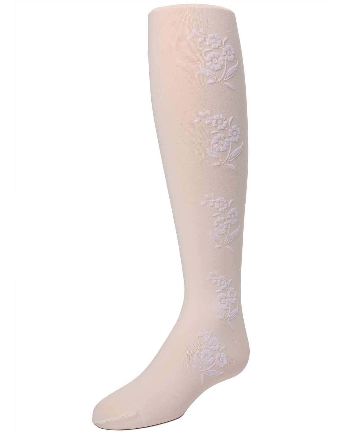 Flocked Floral Girls Opaque Tights