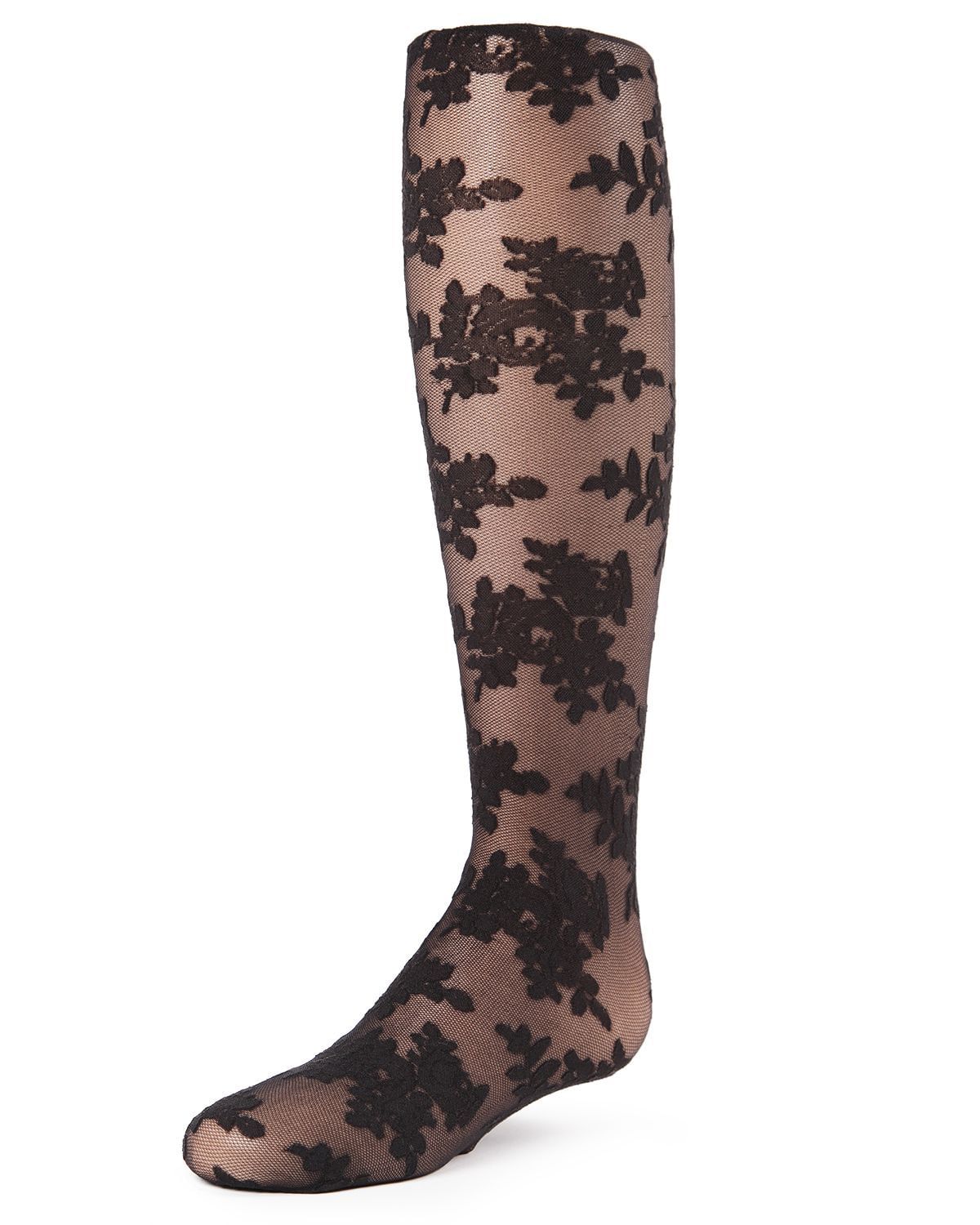 Memoi Fancy Floral Girls Sheer Tights