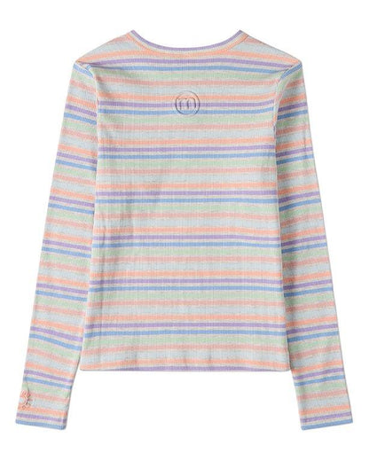 Memoi Summer Sun Striped Long Sleeve T-Shirt - MKC-114