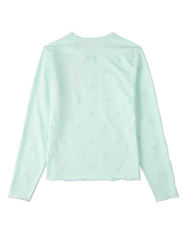 Memoi Embroidered All Over Bows Long Sleeve T-Shirt - MKC-115