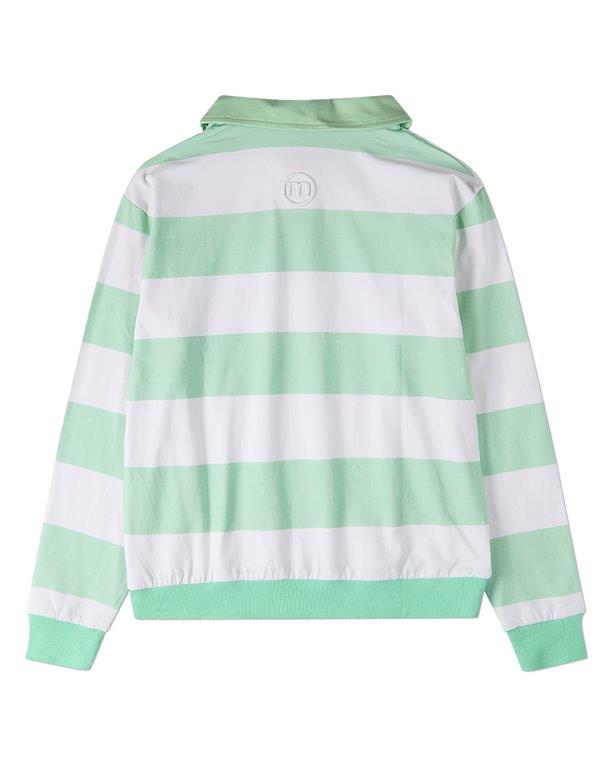 Memoi Summer Flag Striped Long Sleeve Polo Shirt - MKC-119